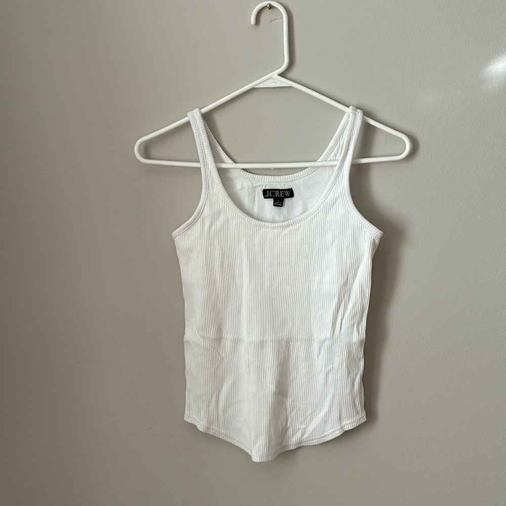 J. Crew White Fitted Sleeveless Tank Top